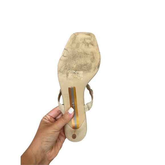 Sam Edelman Women's Cream Pearl Embellishment Palma Kitten Heels Sandal Size 10 - Picture 4 of 8